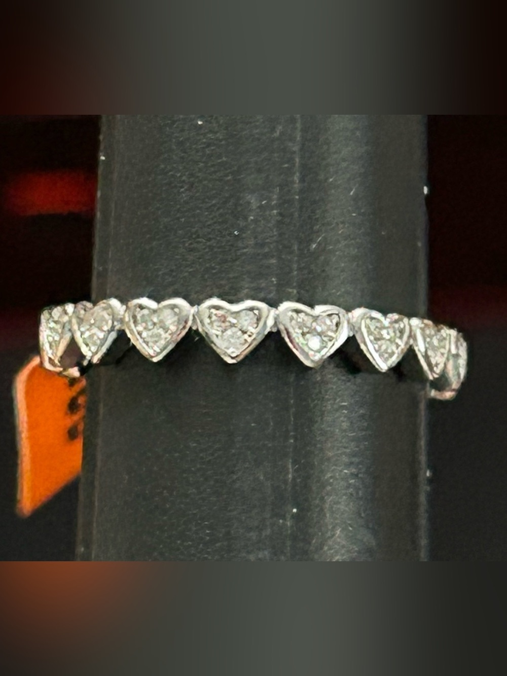 0.90CTW Moissanite Heart ❤️ Eternity Adjustable Band in 925 Sterling Silver